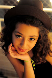 Close-up portrait of smiling teenage girl