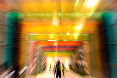 Blurred motion of people at subway station