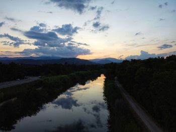 Scenic view of landscape against sky during sunset