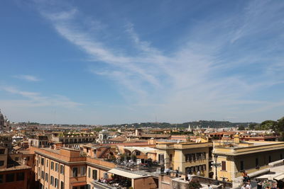 High angle view of buildings in city