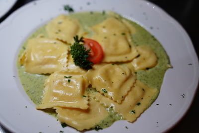 High angle view of meal served in plate