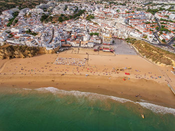 High angle view of crowd at beach