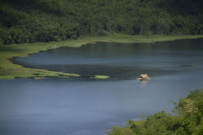 High angle view of swan on lake