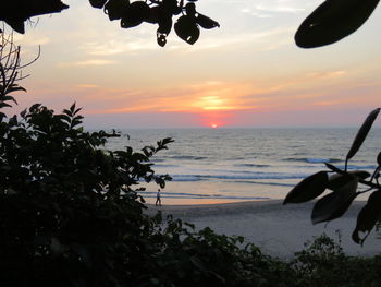 Scenic view of sea at sunset