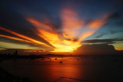 Scenic view of sea against sky at sunset