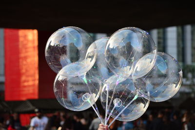 Close-up of bubbles in glass