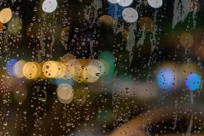 Full frame shot of wet glass window