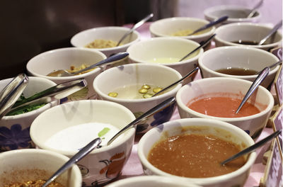High angle view of food on table
