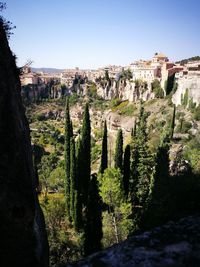 Panoramic shot of green landscape against sky