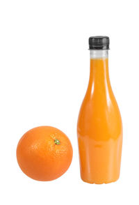 Close-up of orange juice against white background