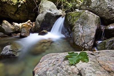 Scenic view of waterfall