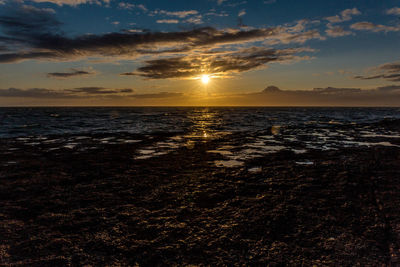 Scenic view of sea at sunset