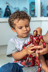 Boy playing at home