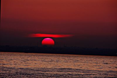 Scenic view of sea at sunset