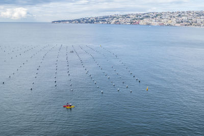 Water bicycle in the gulf of napoli