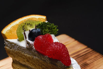 Close-up of strawberries on table