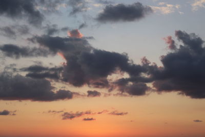 Low angle view of cloudy sky during sunset