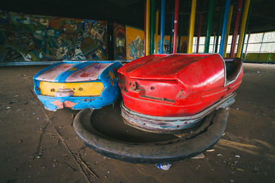 High angle view of abandoned car