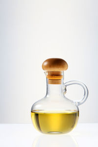 Cooking oil in the glass bottle