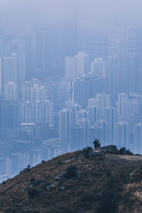 Aerial view of cityscape against sky