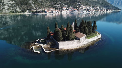 Panoramic view of lake against trees