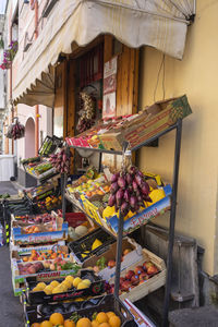 Various fruits for sale at market stall