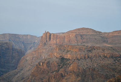 Scenic view of rocky mountains against clear sky