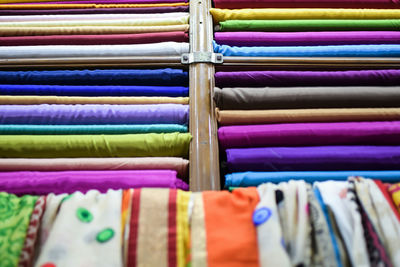 Colorful textiles in store for sale