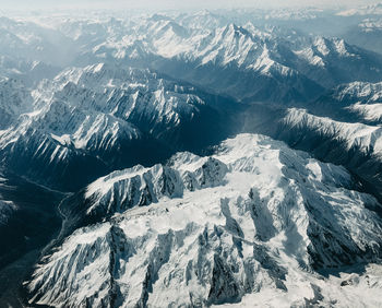 Aerial view of snowcapped mountains