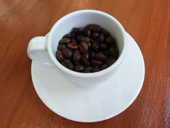 High angle view of coffee on table