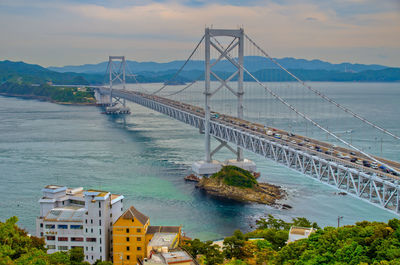 High angle view of bridge over river