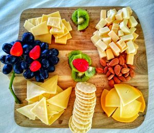 High angle view of breakfast on table