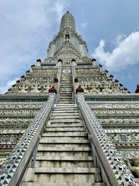 Low angle view of staircase of building against sky