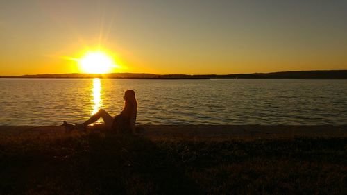 Scenic view of sunset over sea