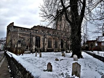 View of historic building in winter
