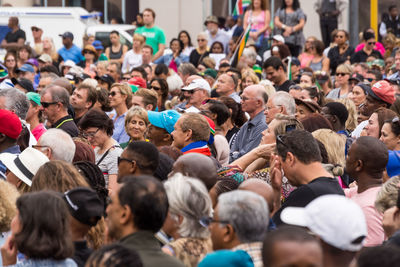 Group of people at street market