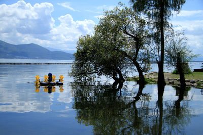 Scenic view of lake against sky