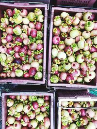 High angle view of fruits for sale in market