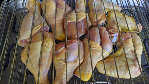 High angle view of fish for sale in market