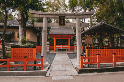 Exterior of temple against building