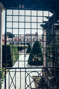 Buildings seen through window