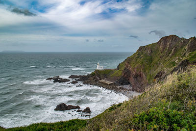 Scenic view of beach and sea against sky