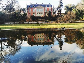 Reflection of building on lake