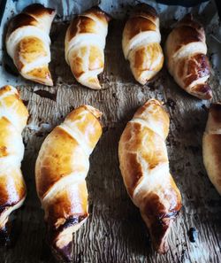 High angle view of bread on table