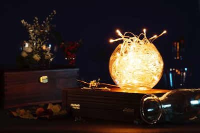 Close-up of illuminated christmas lights