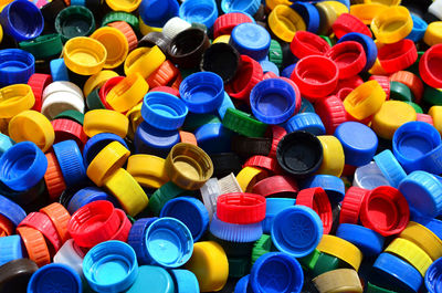 Full frame shot of multi colored bottle cap