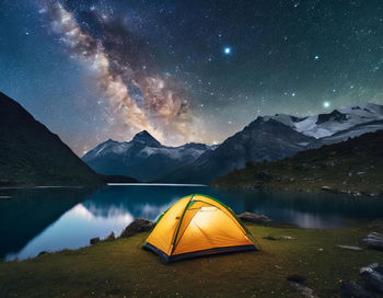 Tent against sky at night