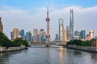 View of buildings in city at waterfront