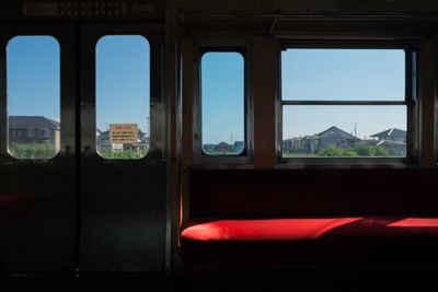 View of building through window