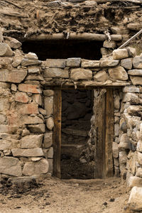 Stone wall of old ruins